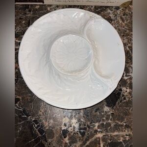 VINTAGE 9” Gien France white majolica mid-20th century artichoke plate RARE